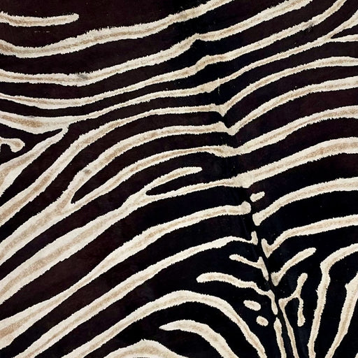 Closeup of this Off-White, Brazilian Cowhide, showing a Black and Tan, Zebra Print (BRZP038)