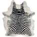 Black Zebra Print on Off-White Brazilian Cowhide - 6'11" x 5'8" (BRZP041)