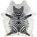 Large Off-White Brazilian Cowhide w Black Zebra Print, with black down the spine  - 7'10" x 6'1" (BRZP042)