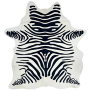 White and Black Brazilian Zebra Cowhide: white Brazilian cowhide with black, stenciled zebra print - 6'8" x 5'1" (BRZP048)