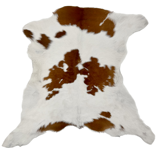 White and Brown Calfskin:  white with brown spots  - 3'2" x 3'1" (CALF590)