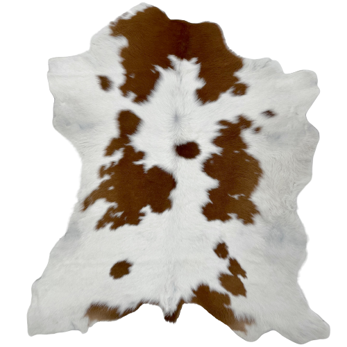 White and Chocolate Calfskin:  white with chocolate spots  - 3'8" x 3'1" (CALF596)
