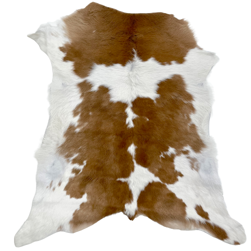 Brown and White Calfskin:  white with brown spots - 3'3" x 2'9" (CALF622)