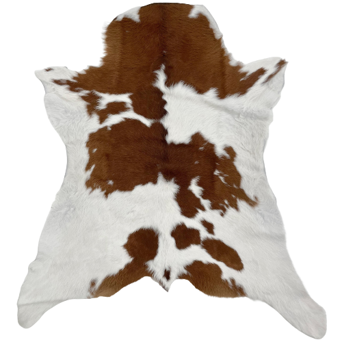 White and Brown Calfskin:  white with large and small, brown spots - 2'7" x 2'3" (CALF628)
