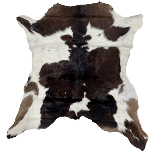 Dark Brown and White Calfskin:  white with dark brown spots  - 2'10" x 2'10" (CALF647)