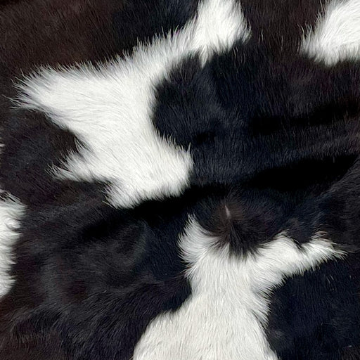 Closeup of this Calfskin, showing white with blackish brown spots (CALF649)