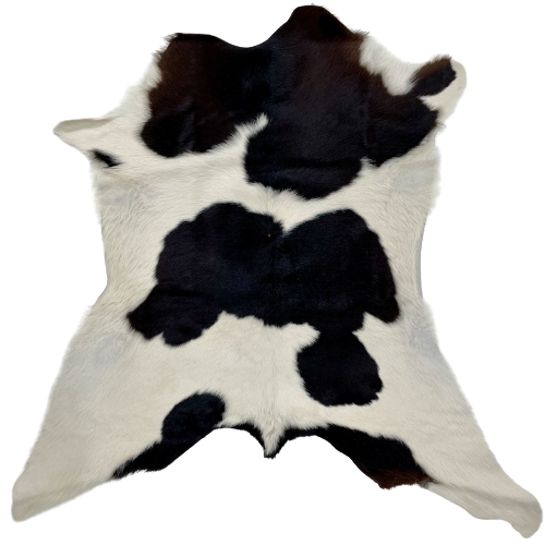White and Black Calfskin:  white with black spots on the back, and brownish black on the shoulder - 2'11" x 2'6" (CALF651)