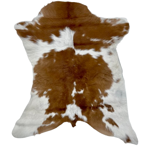 Brown and White Calfskin:  white with large and small, brown spots - 3'2" x 2'10" (CALF675)
