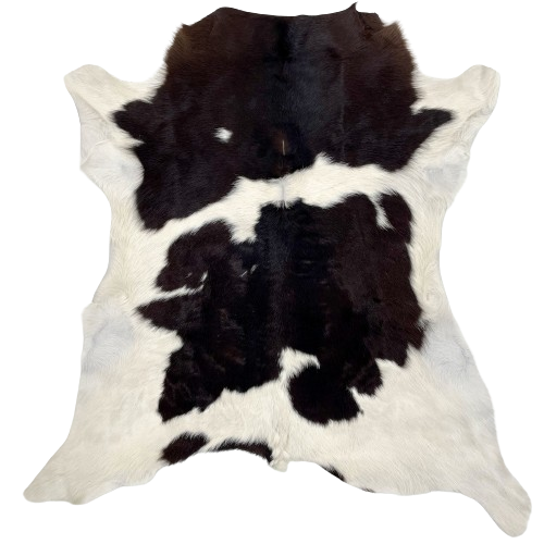 Black and White Calfskin:  white with large, black spots, with hints of brown on the shoulder- 2'11" x 2'9" (CALF678)