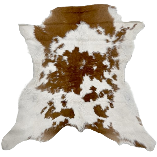 White and Brown Calfskin:  white with large and small, brown spots - 2'10" x 2'8" (CALF687)