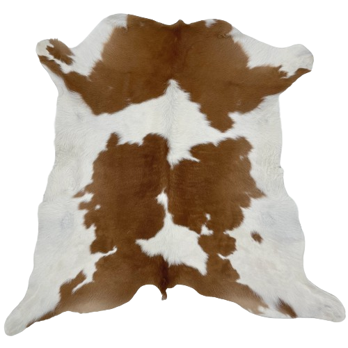 White and Brown Calfskin:  white with large, brown spots  - 3'2" x 3' (CALF705)