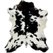 Black and White Calfskin:  white with large and small, black spots, and hints of dark brown on the shoulder, and it has off-white on the belly - 3'11" x 3'2" (CALF707)