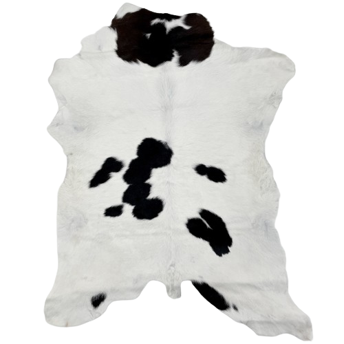 White and Black Calfskin:  mostly white, with a few black spots - 3'11" x 3'3" (CALF709)