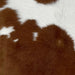 Closeup of this Calfskin, showing white with large, brown spots (CALF745)