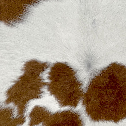 Closeup of this Calfskin, showing white with brown spots (CALF753)