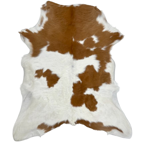 White and Brown Calfskin: white with large and small, brown spots - 3'4" x 2'7" (CALF759)