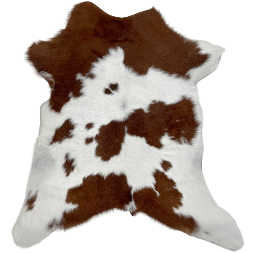 White and Dark Brown Calfskin: white with large and small, dark brown spots - 2'10" x 2'5" (CALF768)