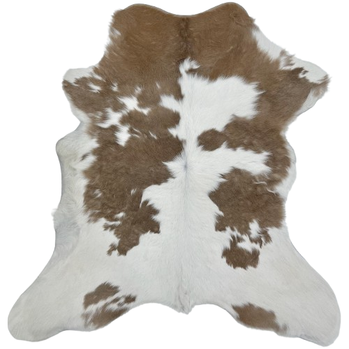 White and Taupe Calfskin: white with large and small, taupe spots - 2'11" x 2'5" (CALF771)