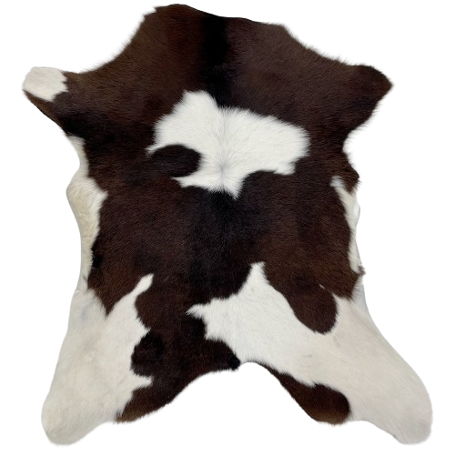 Dark Brown and White Calfskin: white with large, dark brown spots - 3' x 2'9" (CALF773)