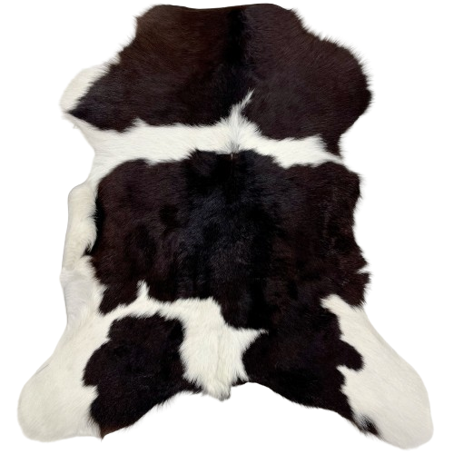 Blackish Brown and White Calfskin: white with large, blackish brown spots - 2'10" x 2'2" (CALF774)