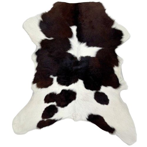 Blackish Brown and White Calfskin: white with large and small, blackish brown spots - 3' x 2'7" (CALF778)