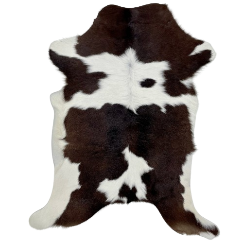 Dark Brown and White Calfskin: white with large and small, dark brown spots - 3'4" x 2'5" (CALF779)