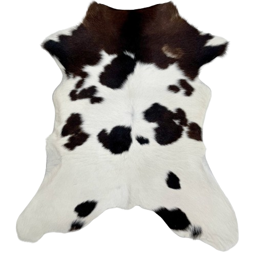 White and Dark Brown Calfskin: white with dark brown and black spots - 2'8" x 2'2" (CALF780)