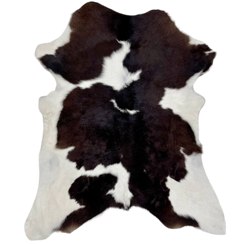 Blackish Brown and White Calfskin: white with large, blackish brown spots - 3'5" x 2'10" (CALF781)