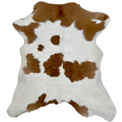 White and Brown Calfskin: white with large and small, brown spots - 3'3" x 2'9" (CALF785)