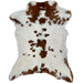 White and Reddish Brown Calfskin: white and off-white with dark reddish brown spots - 3'3" x 2'7" (CALF788)