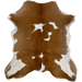 Brown and White Calfskin: brown with small, white spots, and white on part of the belly and shanks - 2'9" x 2'4" (CALF827)