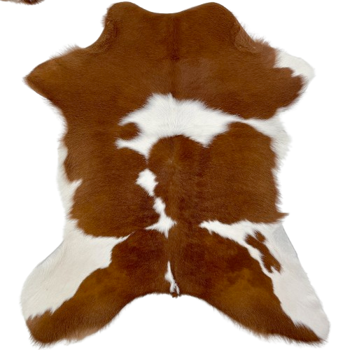 Brown and White Calfskin: brown with large and small, white spots - 3'1" x 2'8" (CALF840)