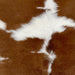 Closeup of this Calfskin, showing white with large, brown spots  (CALF843)