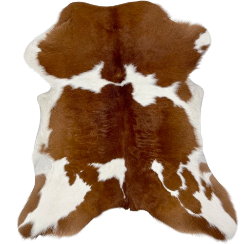 Brown and White Calfskin: white with large and small, brown spots- 3' x 2'5" (CALF845)