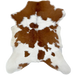 Brown and White Calfskin: white with large and small, brown spots, and off-white on the belly - 2'11" x 2'4" (CALF847)