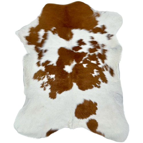 Brown and White Calfskin: white with large and small, brown spots - 3'4" x 2'9" (CALF848)