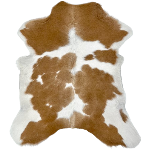 Caramel and White Calfskin: white with large and small, caramel spots - 2'11" x 2'5" (CALF850)