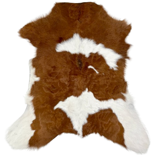 Brown and White Calfskin: brown with small and large, white spots - 3'1" x 2'5" (CALF851)