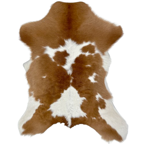 Brown and White Calfskin: brown with small and large, white spots - 3'1" x 2'4" (CALF853)
