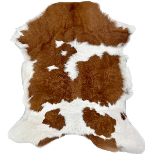 Brown and White Calfskin: white with large and small, brown spots - 3'1" x 2'6" (CALF855)