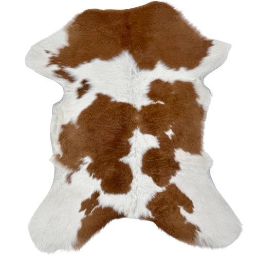 Brown and White Calfskin: white with large and small, brown spots) - 3'3" x 2'9" (CALF857)