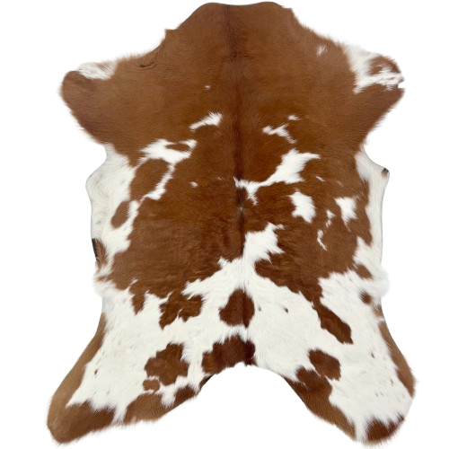 Brown and White Calfskin: white with large and small, brown spots - 3'1" x 2'6" (CALF862)