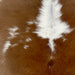 closeup of this Calfskin, showing brown with small and large, white spots  (CALF863)