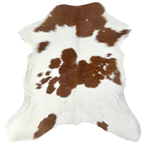 White and Brown Calfskin: white with large and small, brown spots - 3' x 2'6" (CALF866)