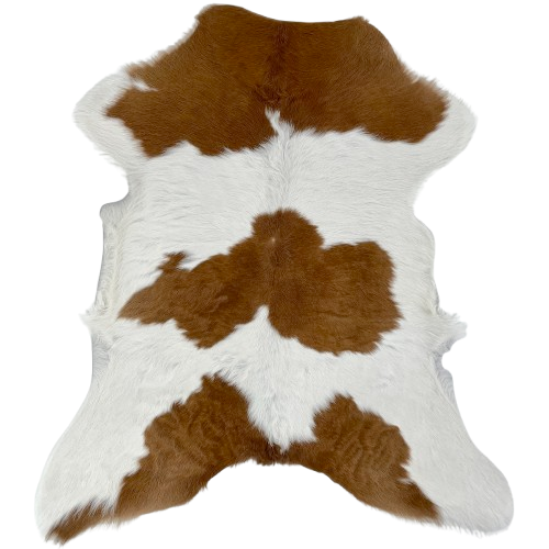 White and Brown Calfskin: white with three large, brown spots - 3'1" x 2'5" (CALF868)