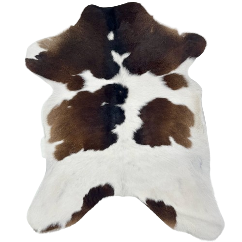 Dark Brown and White Calfskin: white with dark brown spots -  2'11" x 2'5" (CALF881)