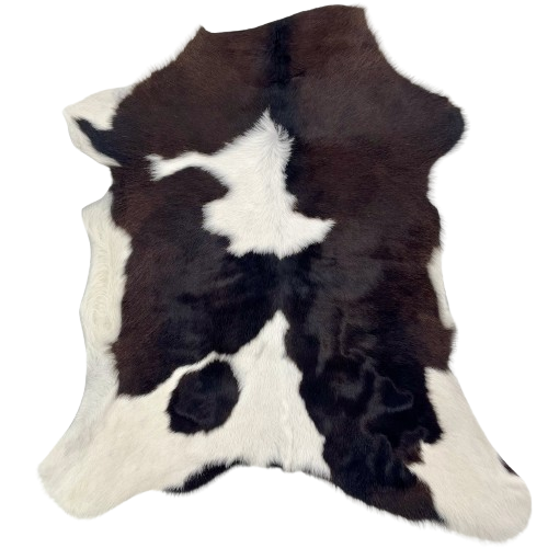 Blackish Brown and White Calfskin: white, with large and small, blackish brown spots - 3'2" x 2'7" CALF885)
