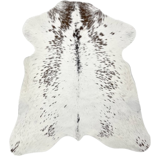 White and Brown Speckled Calfskin: white with brown speckles, and brown and black speckles down the spine - 3' x 2'4" (CALF890)