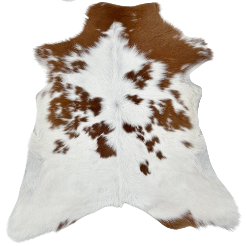 White and Brown Calfskin: white with large and small, brown spots - 3' x 2'4" (CALF892)