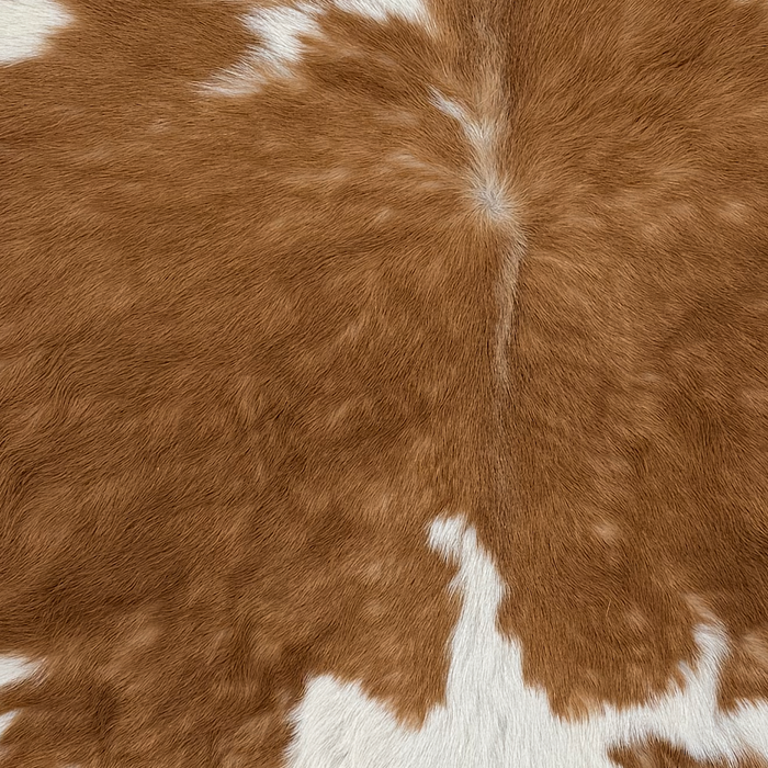 Closeup of this Calfskin, showing white with brown spots (CALF897)